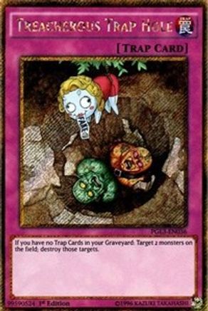 Treacherous Trap Hole [PGL3-EN036] Gold Secret Rare - Trinity Hobby