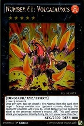 Number 61: Volcasaurus [PGL3-EN073] Gold Rare - Trinity Hobby