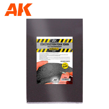 AK Interactive Construction Foam 10mm - Grey Foam 195 X 295mm includes 2 sheets