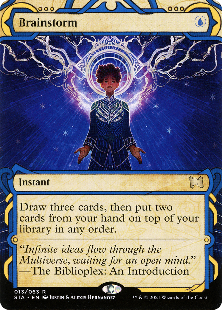 Brainstorm [Etched Foil]  (STA-013) - [Strixhaven Mystical Archive]: (Showcase) (Borderless) - Trinity Hobby
