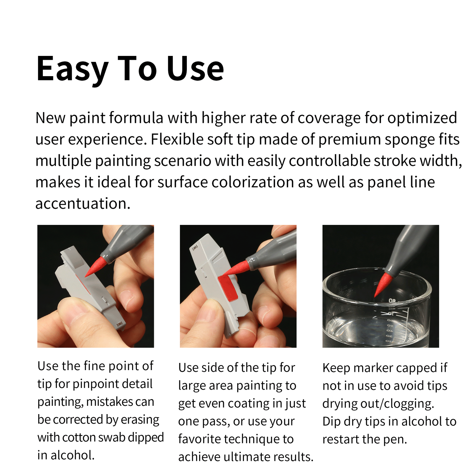 Dspiae Marker Pen Soft Tipped Water-Based Marker Flourescent Red - Trinity Hobby