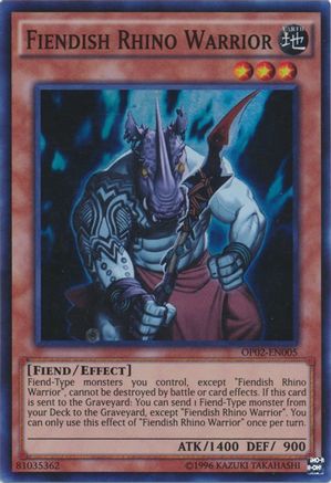 Fiendish Rhino Warrior [OP02-EN005] Super Rare - Trinity Hobby