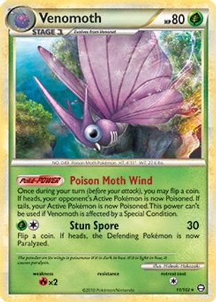 Venomoth (11/102) (Theme Deck Exclusive) [HeartGold & SoulSilver: Triumphant] - Trinity Hobby