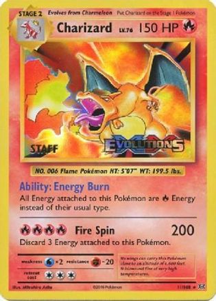 Charizard (11/108) (XY Evolutions Staff Prerelease) [XY: Black Star Promos] - Trinity Hobby