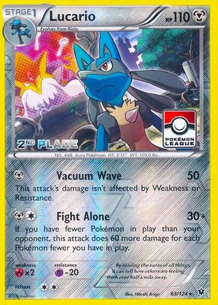 Lucario (63/124) (League Promo 2nd Place) [XY: Fates Collide] - Trinity Hobby