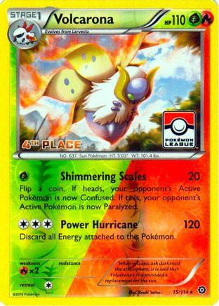 Volcarona (15/114) (League Promo 4th Place) [XY: Steam Siege] - Trinity Hobby