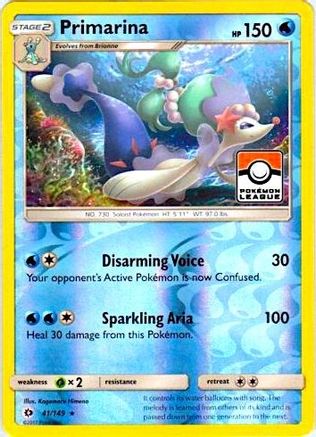 Primarina (41/149) (League Promo) [Sun & Moon: Base Set] - Trinity Hobby