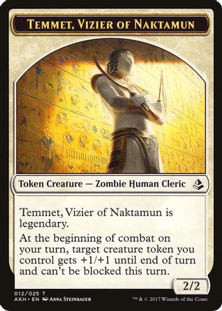 Temmet, Vizier of Naktamun // Zombie Double-Sided Token  (AKH-12 // 20) - [Amonkhet]