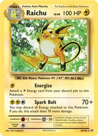 Raichu (36/108) (Theme Deck Exclusive) [XY: Evolutions] - Trinity Hobby