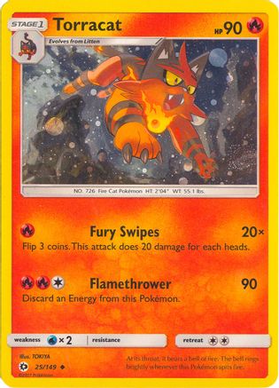 Torracat (25/149) (Cosmos Holo) [Sun & Moon: Base Set] - Trinity Hobby