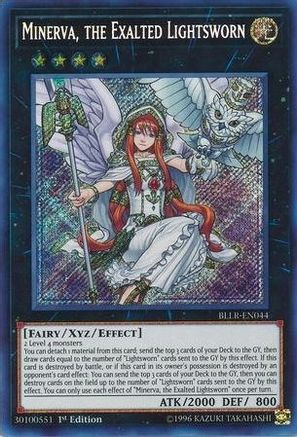 Minerva, the Exalted Lightsworn [BLLR-EN044] Secret Rare - Trinity Hobby