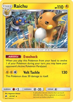 Raichu (41/147) [Sun & Moon: Burning Shadows] - Trinity Hobby