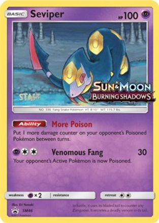 Seviper (SM46) (Staff Prerelease Promo) [Sun & Moon: Black Star Promos] - Trinity Hobby