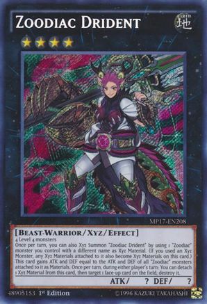 Zoodiac Drident [MP17-EN208] Secret Rare - Trinity Hobby