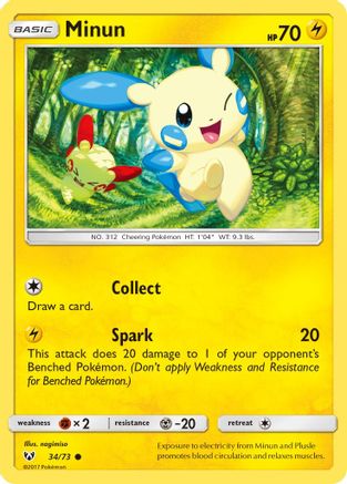 Minun (34/73) [Sun & Moon: Shining Legends] - Trinity Hobby