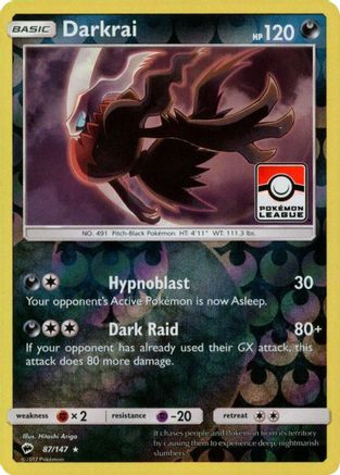Darkrai (87/147) (League Promo) [Sun & Moon: Burning Shadows] - Trinity Hobby