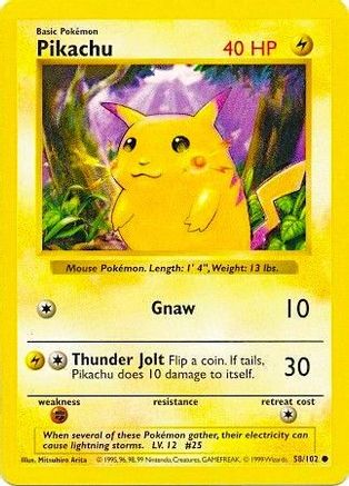 Pikachu (58/102) (Red Cheeks Misprint) [Base Set 1st Edition] - Trinity Hobby