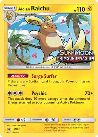 Alolan Raichu (SM72) (Prerelease Promo) [Sun & Moon: Black Star Promos] - Trinity Hobby
