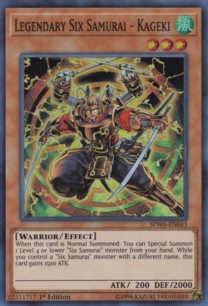 Legendary Six Samurai - Kageki [SPWA-EN043] Super Rare - Trinity Hobby
