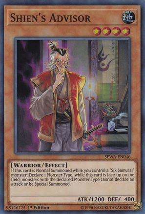 Shien's Advisor [SPWA-EN046] Super Rare - Trinity Hobby