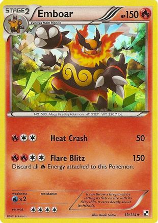 Emboar (19/114) (Cracked Ice Holo) (Theme Deck Exclusive) [Black & White: Base Set] - Trinity Hobby