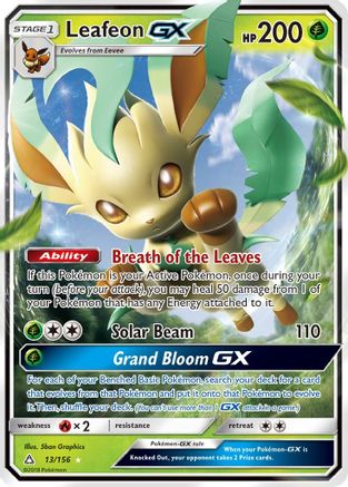 Leafeon GX (13/156) [Sun & Moon: Ultra Prism] - Trinity Hobby