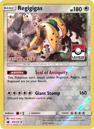 Regigigas (84/111) (League Promo 3rd Place) [Sun & Moon: Crimson Invasion] - Trinity Hobby