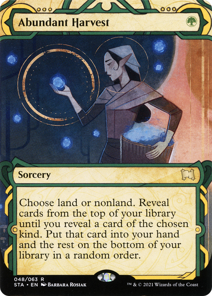 Abundant Harvest [Etched Foil]  (STA-048) - [Strixhaven Mystical Archive]: (Showcase) (Borderless) - Trinity Hobby