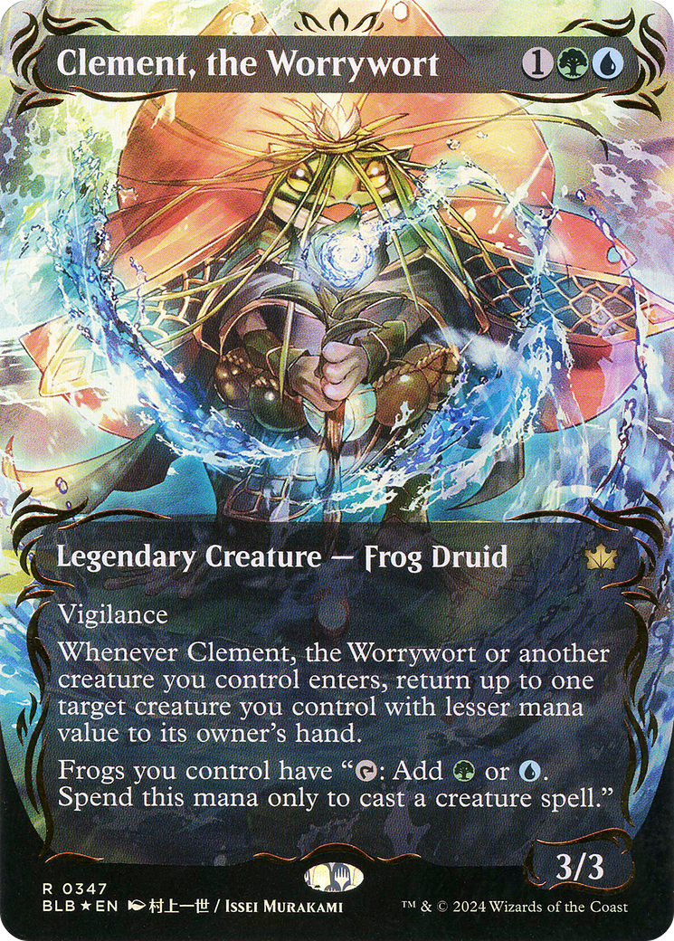 Clement, the Worrywort (Borderless) (Raised Foil) [Bloomburrow] - Trinity Hobby