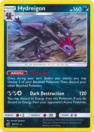Hydreigon (62/111) (Cracked Ice Holo) (Theme Deck Exclusive) [Sun & Moon: Crimson Invasion] - Trinity Hobby