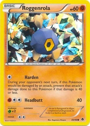 Roggenrola (49/98) (Cracked Ice Holo) (Blister Exclusive) [Black & White: Emerging Powers] - Trinity Hobby