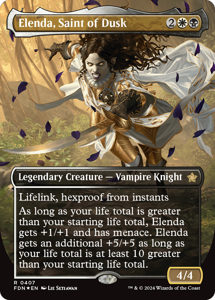 Elenda, Saint of Dusk (Borderless) (Mana Foil) [Foundations] - Trinity Hobby