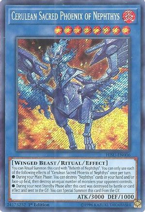 Cerulean Sacred Phoenix of Nephthys [HISU-EN006] Secret Rare - Trinity Hobby