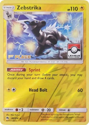 Zebstrika (82/214) (League Promo 1st Place) [Sun & Moon: Lost Thunder] - Trinity Hobby