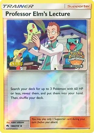 Professor Elm's Lecture (188/214) (Regional Championship Promo Staff) [Sun & Moon: Lost Thunder] - Trinity Hobby