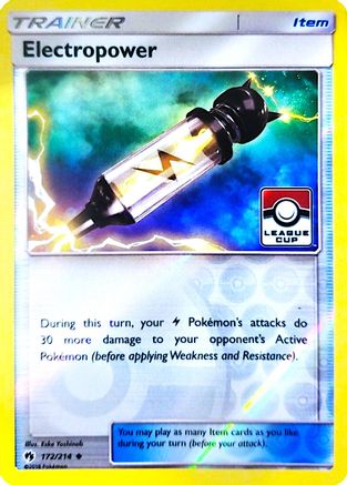 Electropower (172/214) (League Promo) [Sun & Moon: Lost Thunder] - Trinity Hobby