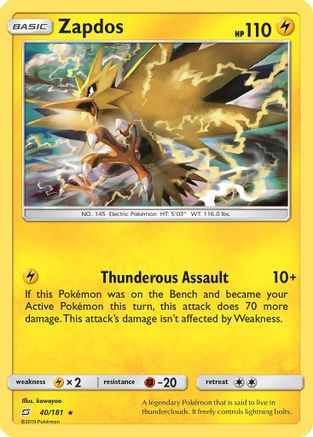Zapdos (40/181) [Sun & Moon: Team Up] - Trinity Hobby