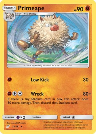 Primeape (72/181) [Sun & Moon: Team Up] - Trinity Hobby