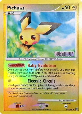 Pichu (45/100) [Burger King Promos: 2009 Collection] - Trinity Hobby