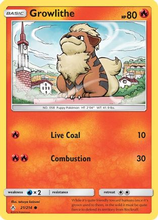 Growlithe (21/214) [Sun & Moon: Unbroken Bonds] - Trinity Hobby
