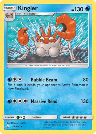 Kingler (47/214) [Sun & Moon: Unbroken Bonds] - Trinity Hobby