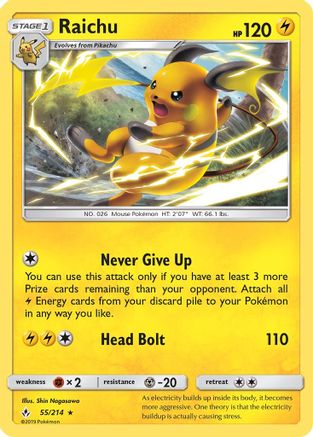 Raichu (55/214) [Sun & Moon: Unbroken Bonds] - Trinity Hobby