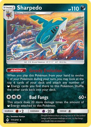 Sharpedo (111/214) [Sun & Moon: Unbroken Bonds] - Trinity Hobby