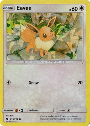 Eevee (155/214) (Let's Play, Eevee Cracked Ice Holo) (Theme Deck Exclusives) [Sun & Moon: Lost Thunder] - Trinity Hobby