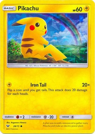 Pikachu (28/73) (Lets Play, Pikachu Cracked Ice Holo) (Theme Deck Exclusives) [Sun & Moon: Shining Legends] - Trinity Hobby