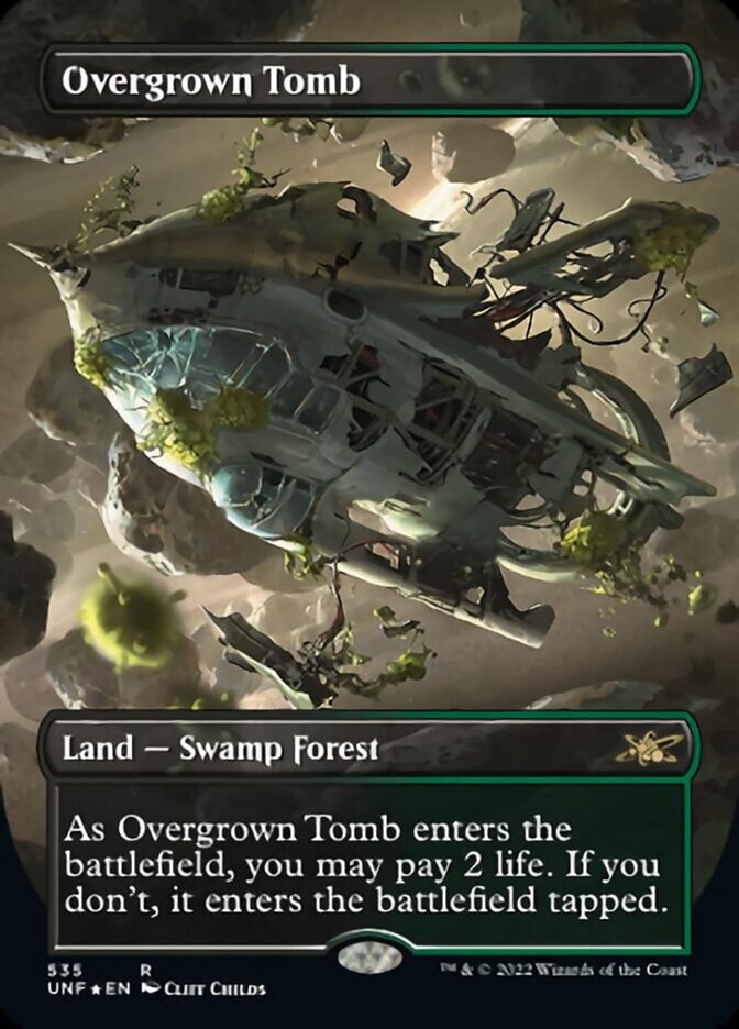 Overgrown Tomb (Borderless) (Galaxy Foil) [Unfinity] - Trinity Hobby