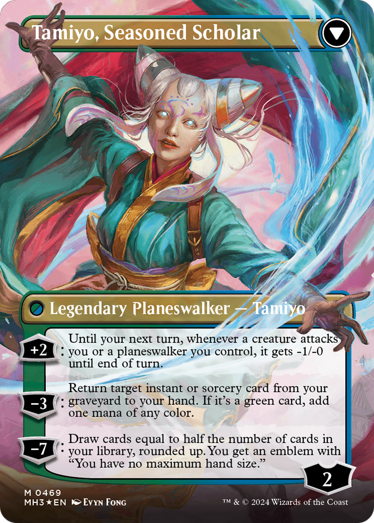 Tamiyo, Inquisitive Student // Tamiyo, Seasoned Scholar (Borderless) (Textured Foil) [Modern Horizons 3] - Trinity Hobby