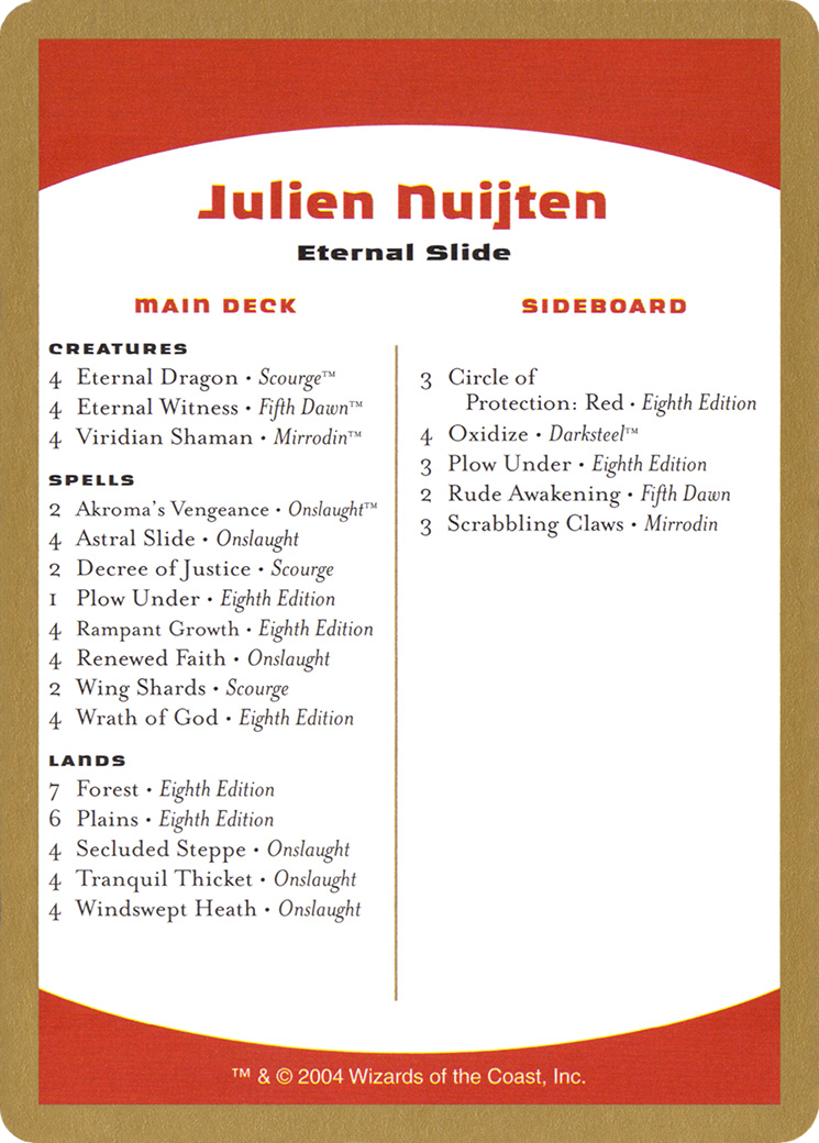 Julien Nuijten Decklist [Decks du Championnat du Monde 2004] 
