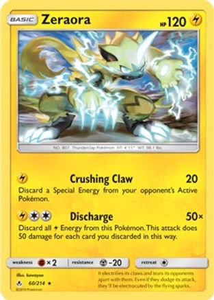 Zeraora (60/214) (Cracked Ice Holo) (Theme Deck Exclusive) [Sun & Moon: Unbroken Bonds] - Trinity Hobby