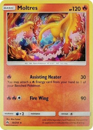 Moltres (38/214) (Let's Play, Eevee) Cracked Ice Holo) (Theme Deck Exclusive) [Sun & Moon: Lost Thunder] - Trinity Hobby